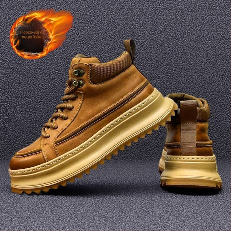 Férfi Martin csizmák, felső része szuper rostból, PVC talp, belső nélkül, kerek orr, 3–5 cm vastag sarok, injektált talpú