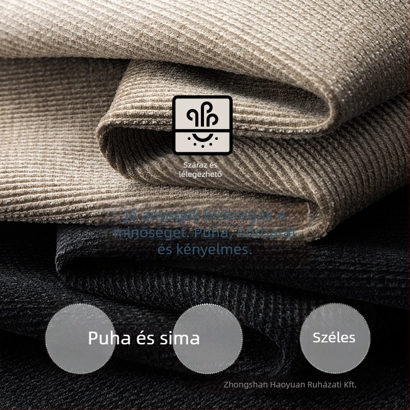 Férfi Chenille üzleti casual nadrág, őszi szezon, laza szabású egyenes, magas derék, cipzár