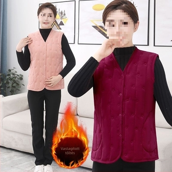 Női mellény, hópehely mintázat, V-nyakú, ultra rövid hossz ≤40 cm, anyaga: juhkasmír, töltés: gyapjú