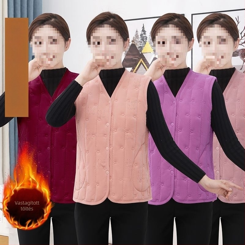 Női mellény, hópehely mintázat, V-nyakú, ultra rövid hossz ≤40 cm, anyaga: juhkasmír, töltés: gyapjú