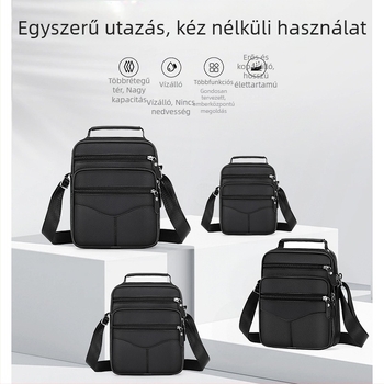 Férfi bőr váll- és keresztpántos oldaltáska - valódi bőr, felső réteg marhabőrből, vízálló, ultra könnyű, Cross-border stílus