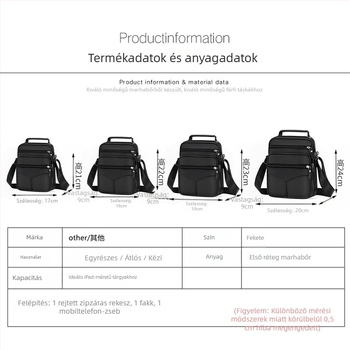 Férfi bőr váll- és keresztpántos oldaltáska - valódi bőr, felső réteg marhabőrből, vízálló, ultra könnyű, Cross-border stílus