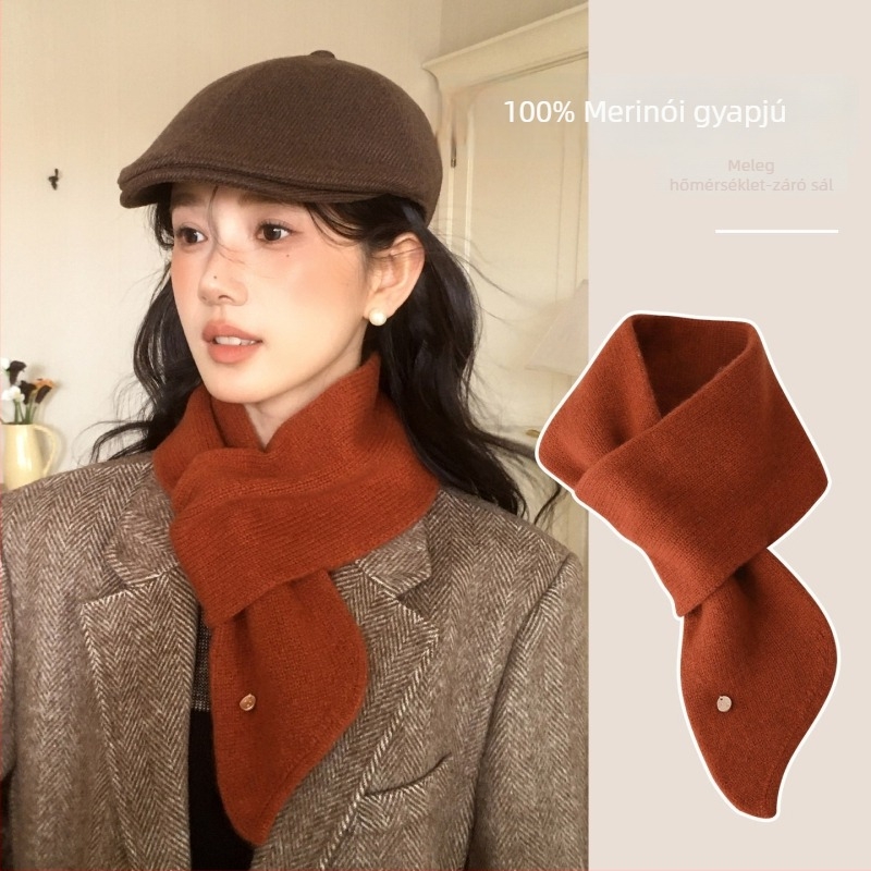 Kötött nyakmelegítő – juhgyapjúból, warp knitting technikával készítve, melegen tart télen, sokoldalú és elegáns stílus
