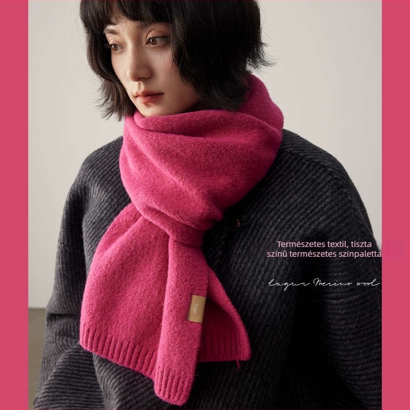 Gyapjúkeverék sál, koreai stílusú, hosszított hosszúságú, melegen tart télen, 61–70% gyapjú, poliészter