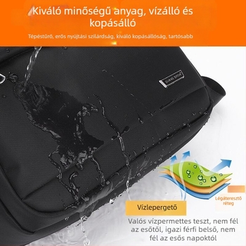 Férfi vállon átvetős táska – uniszex stílus, PU anyag, Oxford bélés, lélegző, kiterjeszthető kapacitás