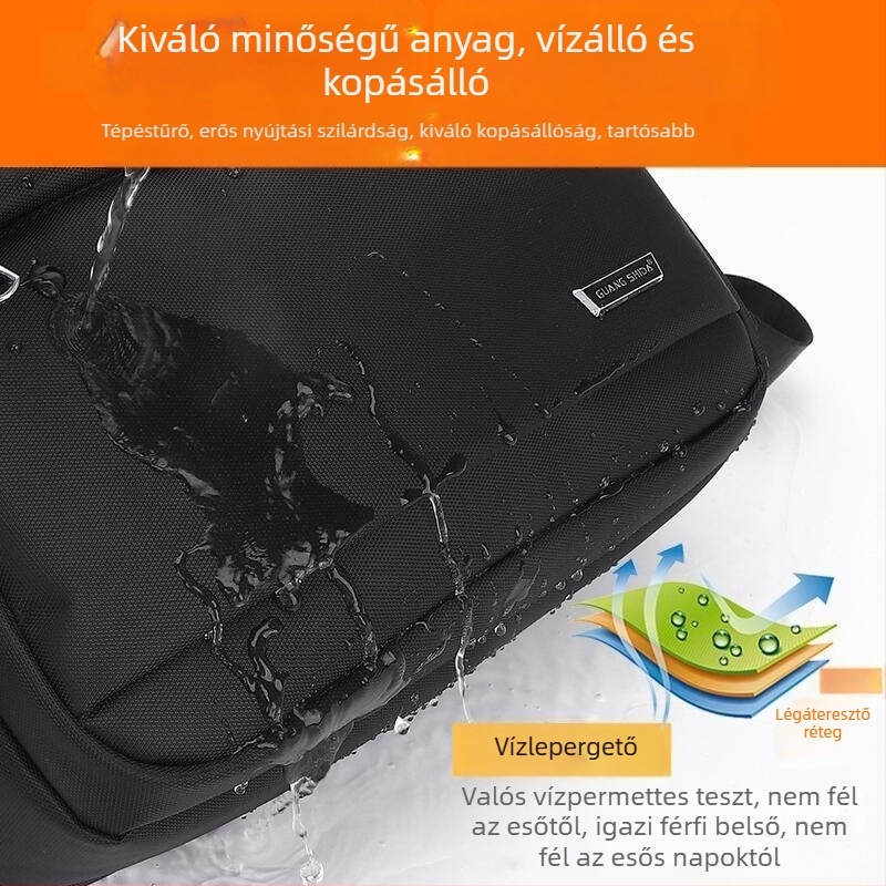 Férfi vállon átvetős táska – uniszex stílus, PU anyag, Oxford bélés, lélegző, kiterjeszthető kapacitás