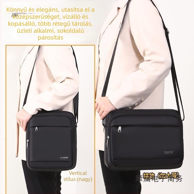 Férfi vállon átvetős táska – uniszex stílus, PU anyag, Oxford bélés, lélegző, kiterjeszthető kapacitás