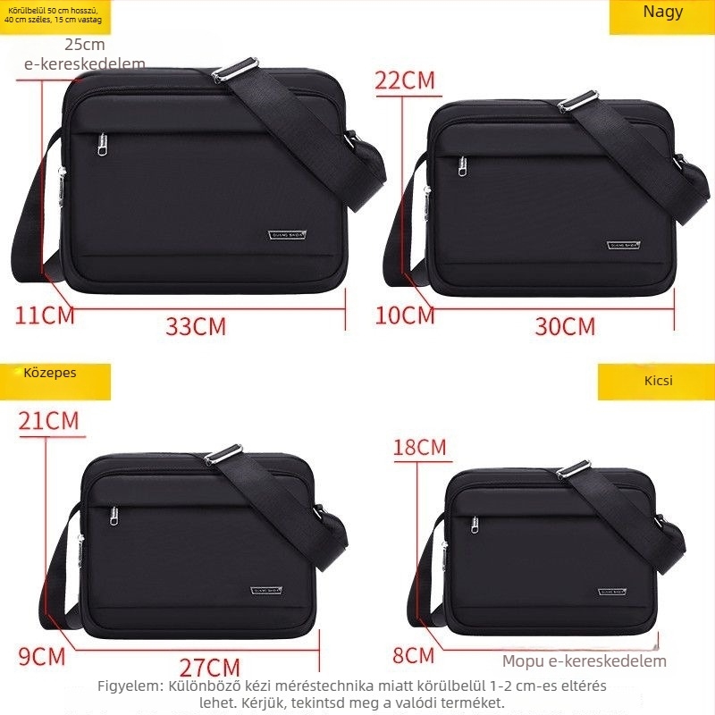 Férfi vállon átvetős táska – uniszex stílus, PU anyag, Oxford bélés, lélegző, kiterjeszthető kapacitás