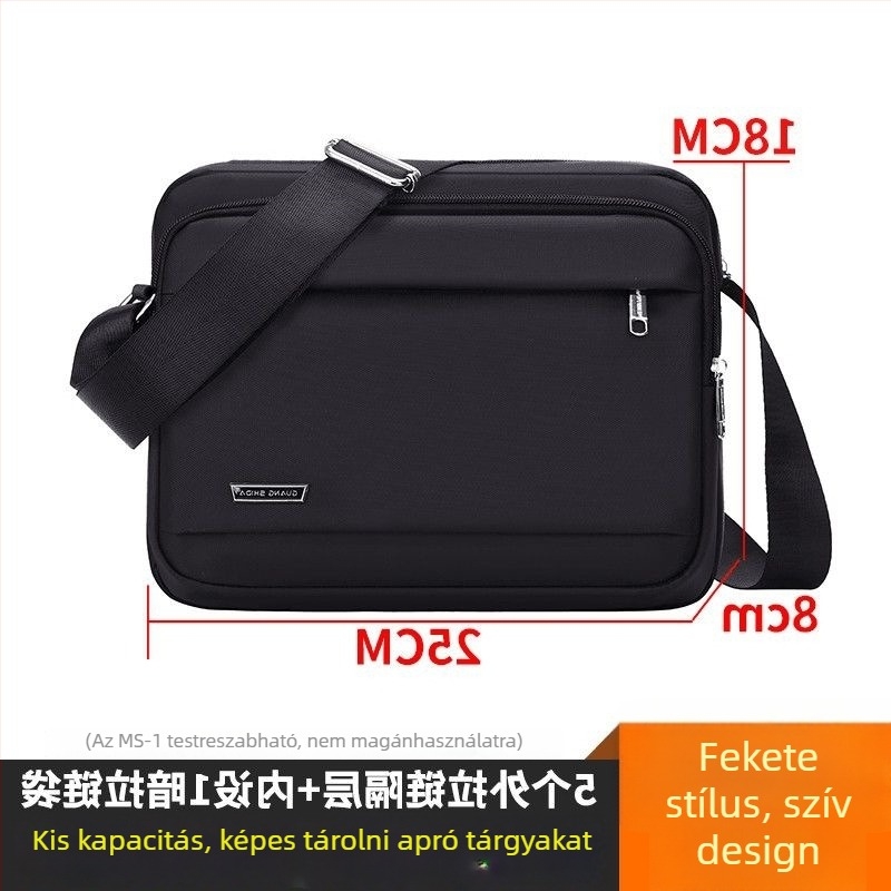 Férfi vállon átvetős táska – uniszex stílus, PU anyag, Oxford bélés, lélegző, kiterjeszthető kapacitás