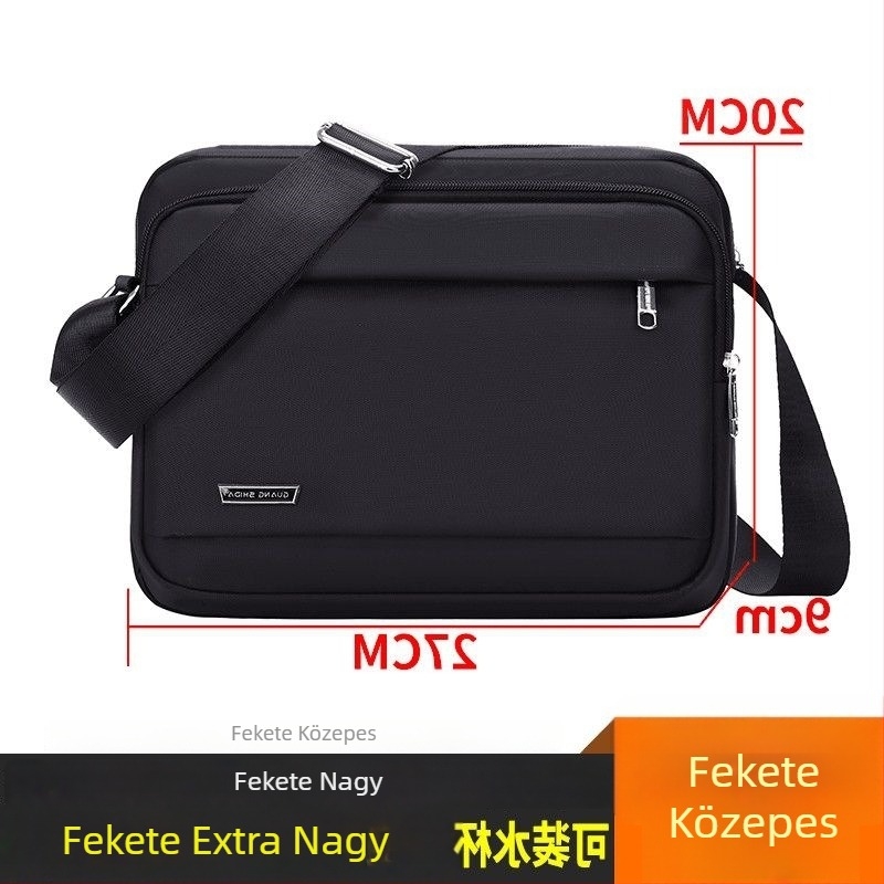 Férfi vállon átvetős táska – uniszex stílus, PU anyag, Oxford bélés, lélegző, kiterjeszthető kapacitás