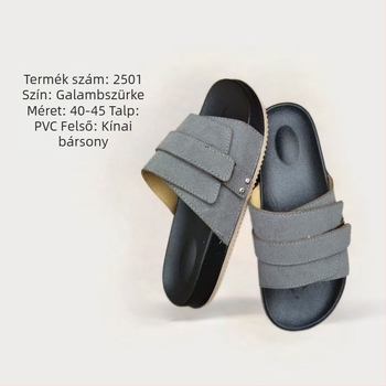 Férfi Velcro-sandálok suede bőrből - mindennapi stílus, bőrvarrásos Velcro-zárás, PVC talp, nyári modell 2025