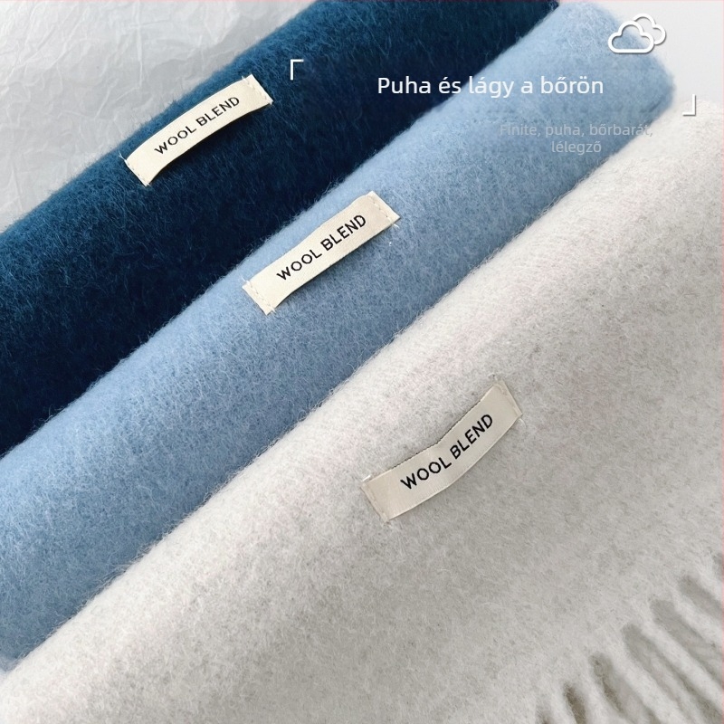 Gyapjú sál, warp-knit szövés, melegen tart, téli kiegészítő tassel dizájnnal