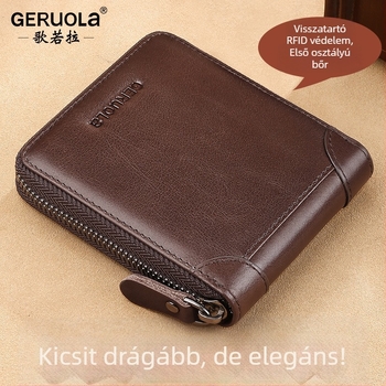 GERUOLA Bi-Fold valódi bőr pénztárca cipzárral és kártyatartóval