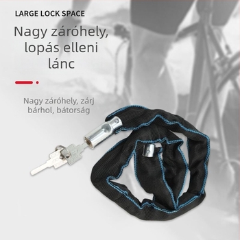 Lopás elleni kerékpárlánc zár – hordozható, vastagított és hosszabb lánc, elektromos és hegyi kerékpárokhoz