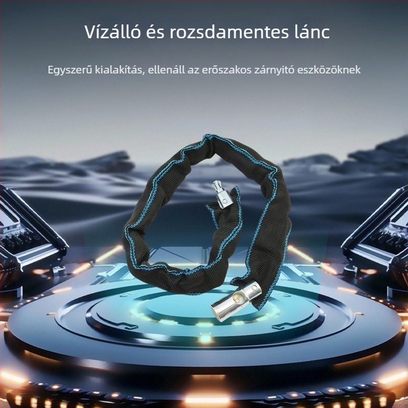 Lopás elleni kerékpárlánc zár – hordozható, vastagított és hosszabb lánc, elektromos és hegyi kerékpárokhoz