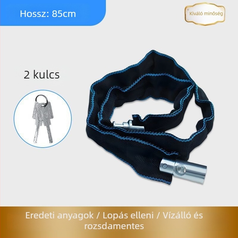 Lopás elleni kerékpárlánc zár – hordozható, vastagított és hosszabb lánc, elektromos és hegyi kerékpárokhoz