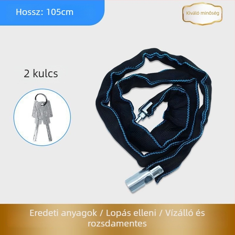 Lopás elleni kerékpárlánc zár – hordozható, vastagított és hosszabb lánc, elektromos és hegyi kerékpárokhoz