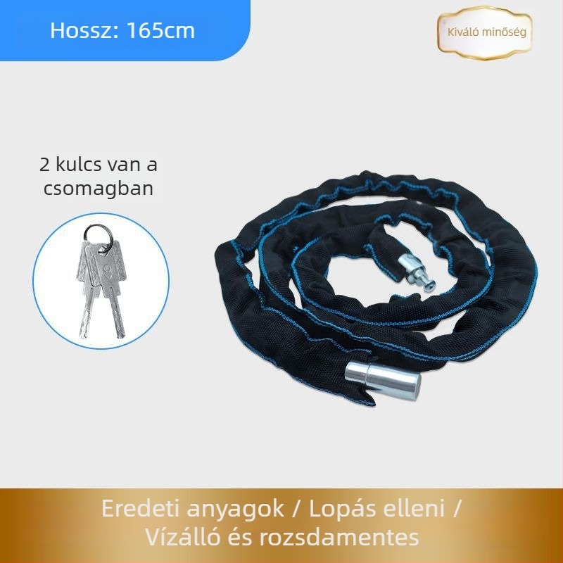 Lopás elleni kerékpárlánc zár – hordozható, vastagított és hosszabb lánc, elektromos és hegyi kerékpárokhoz