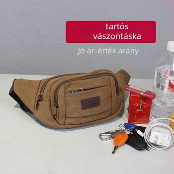 Férfi deréktáska vászonból – lélegző és kopásálló, belső nylon bélés, szabadidős utazásokhoz