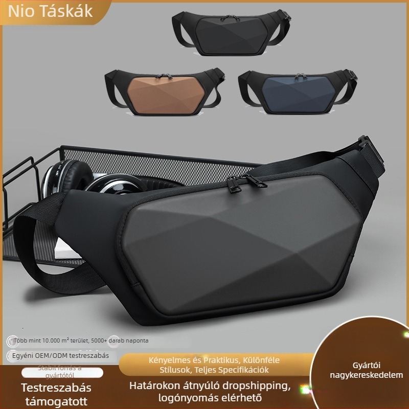 Férfi mellkas táska - utazási stílus (PVC anyag, ultra könnyű, belső nylon bélés)