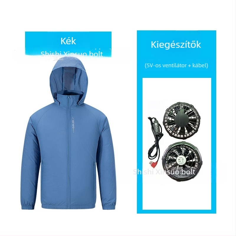 Nylon könnyű kabát levehető kapucnival, cipzárral és oldalzsebekkel, nyárra és munkához – természetes táj mintával