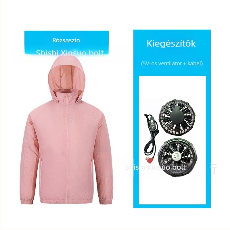 Nylon könnyű kabát levehető kapucnival, cipzárral és oldalzsebekkel, nyárra és munkához – természetes táj mintával