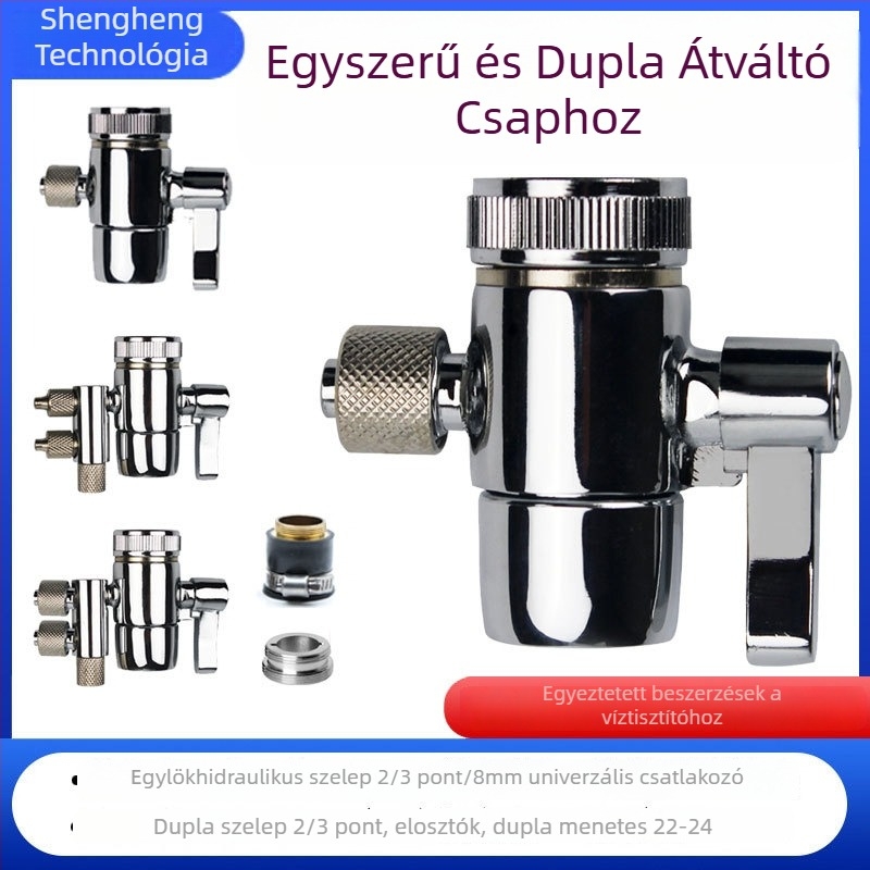 Vízkezelő szűrő kapcsoló szelepe, réz, electroplatált felület, vízszétválasztó, 100°C