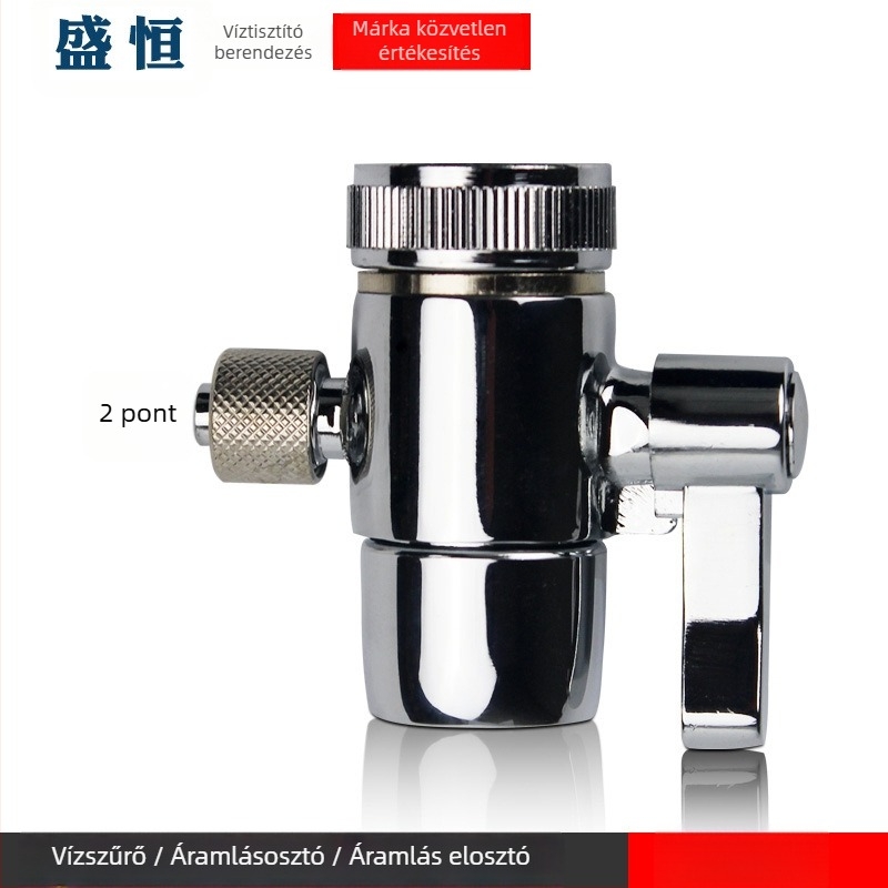 Vízkezelő szűrő kapcsoló szelepe, réz, electroplatált felület, vízszétválasztó, 100°C