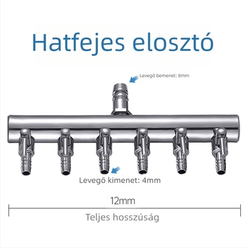Rozsdamentes acélból készült akváriumi oxigénszelep elosztó független kapcsolóval, szabályzó szeleppel az oxigéncsőhöz, súly 48–279 g