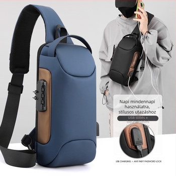 Férfi mellkas táska - nylon, lopás elleni védelem, városi minimalist stílus, egyszerű mintázat, Meitu