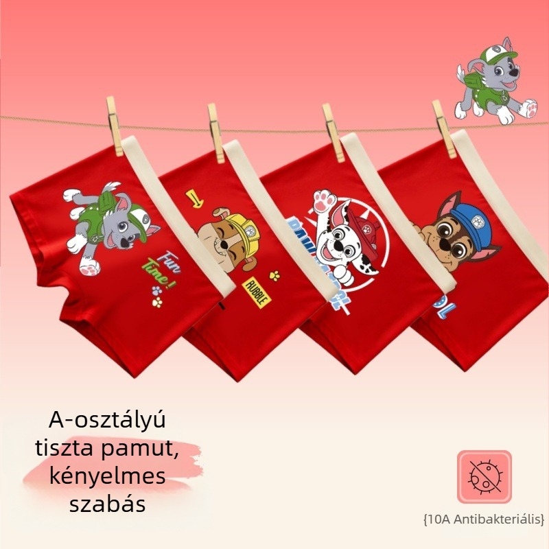 Piros gyerek boxer – 95% pamut, méret 3–8 év, zodiákus év motívum