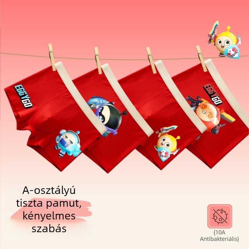 Piros gyerek boxer – 95% pamut, méret 3–8 év, zodiákus év motívum