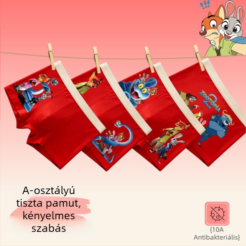 Piros gyerek boxer – 95% pamut, méret 3–8 év, zodiákus év motívum