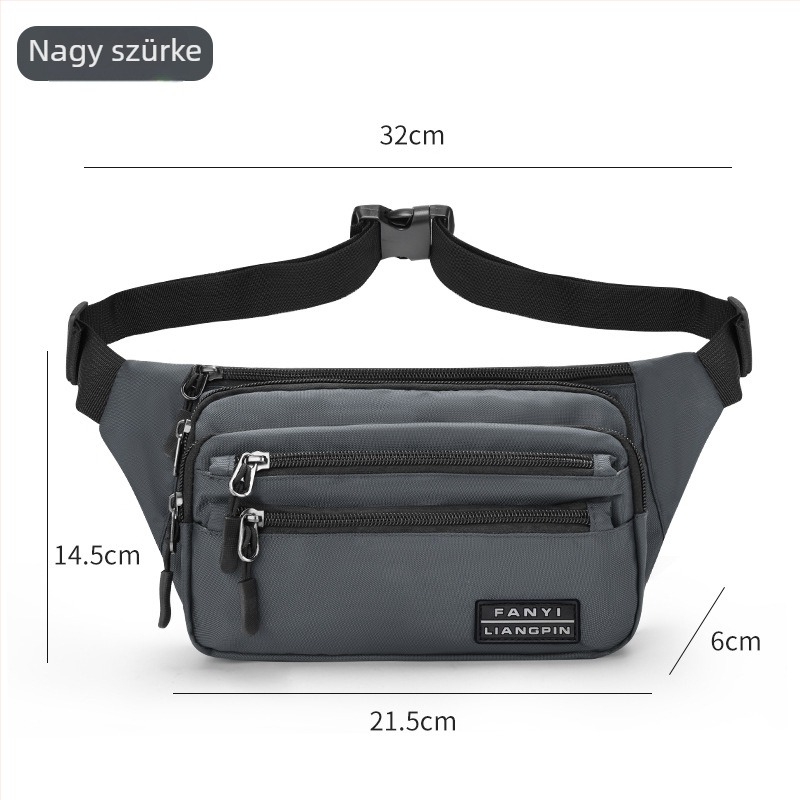 Férfi deréktáska, utcai stílus, PU anyag, légáteresztő és vízálló, 8 hüvelykes laptophoz illik