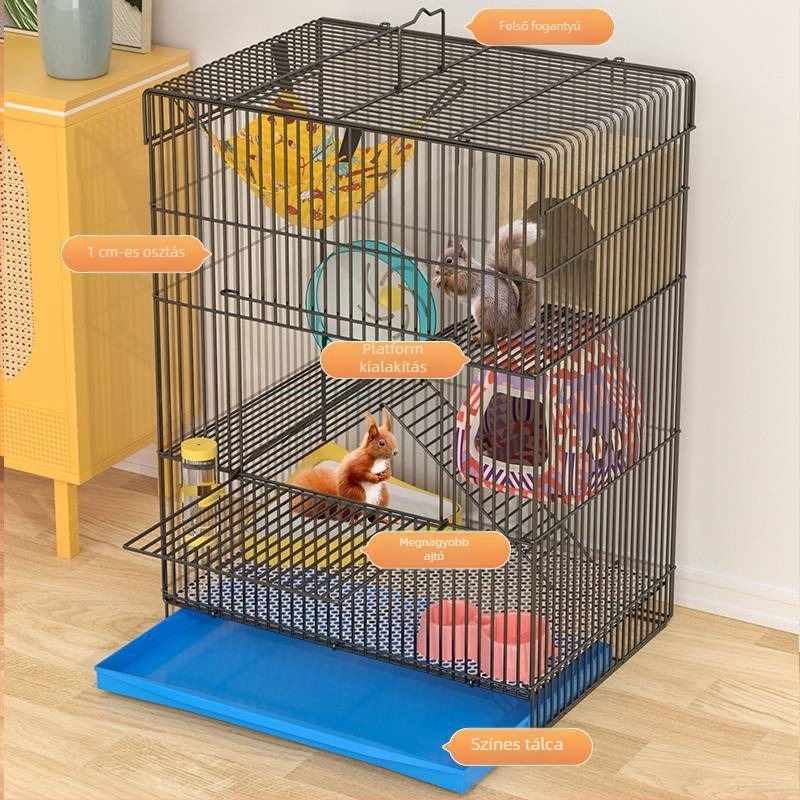 Háromszintes ketrec Sugar Gliders és kisállatok számára – Nagy villa-stílusú hörcsög ketrec megerősített ajtóval