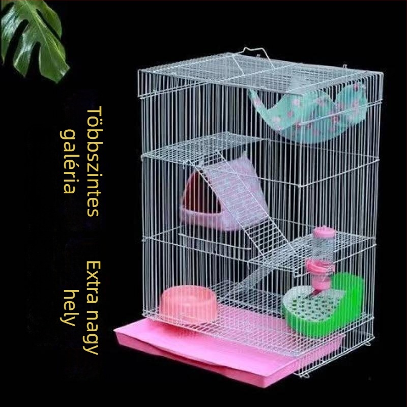 Háromszintes ketrec Sugar Gliders és kisállatok számára – Nagy villa-stílusú hörcsög ketrec megerősített ajtóval