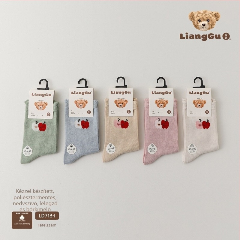 Gyerekeknek szóló pamut zokni jacquard mintával, középmagasságú csővel, légáteresztő és izzadságot felszívó, téli szezonra, uniszex.