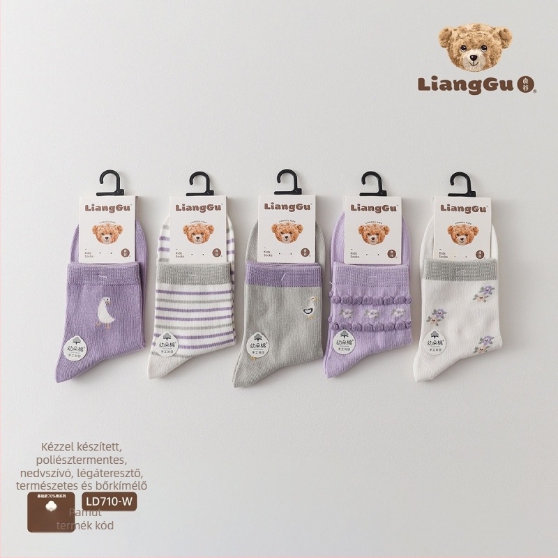 Gyerekeknek szóló pamut zokni jacquard mintával, középmagasságú csővel, légáteresztő és izzadságot felszívó, téli szezonra, uniszex.