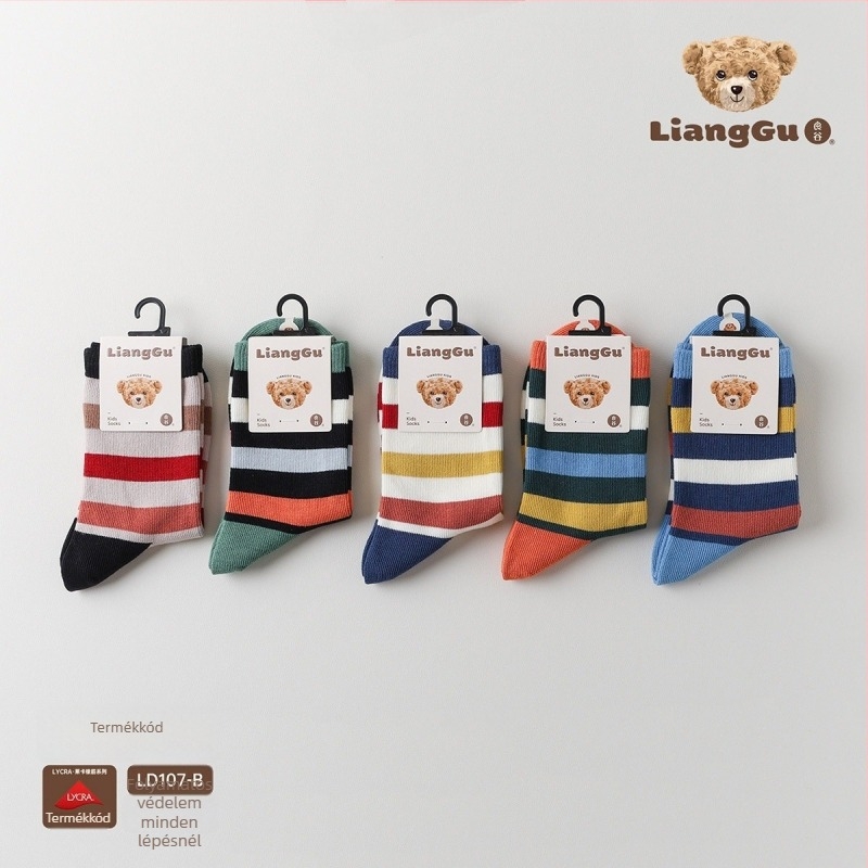 Gyerekeknek szóló pamut zokni jacquard mintával, középmagasságú csővel, légáteresztő és izzadságot felszívó, téli szezonra, uniszex.