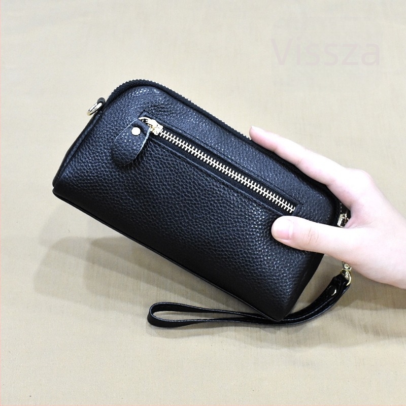 Koreai stílusú női clutch, első réteg marhabőrből, kagyló alakú táska, cipzáros nyitás, belső zseb