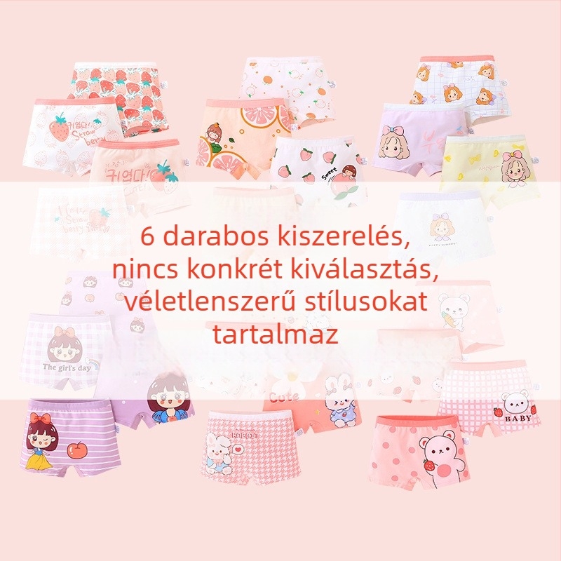 Lányoknak készült 100% pamut boxeralsók gyerekeknek, kényelmes viselet