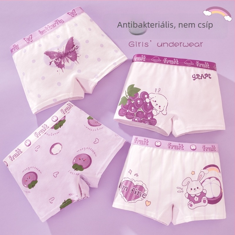 Lányoknak készült pamut boxeralsó, 100% pamut, 3–8 éveseknek