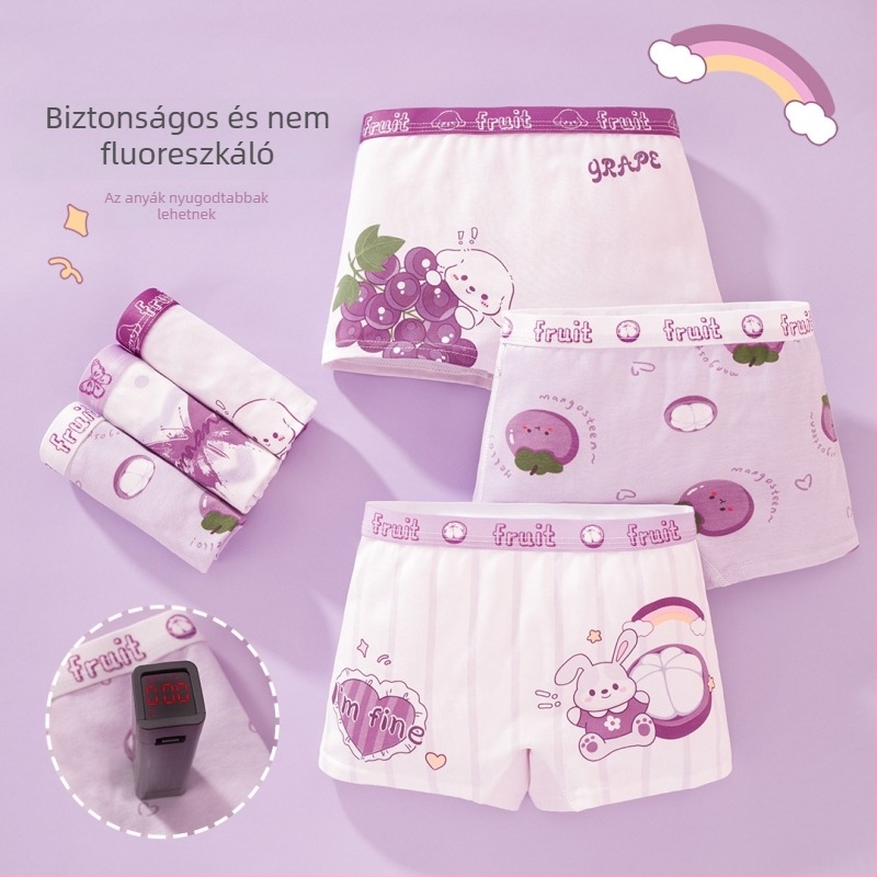 Lányoknak készült pamut boxeralsó, 100% pamut, 3–8 éveseknek