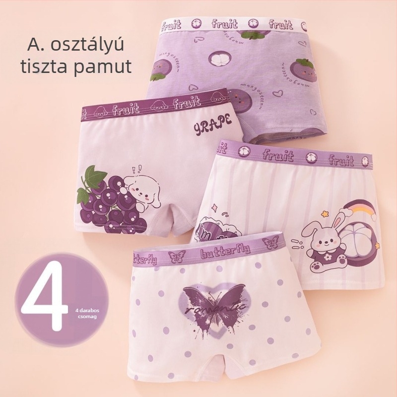 Lányoknak készült pamut boxeralsó, 100% pamut, 3–8 éveseknek