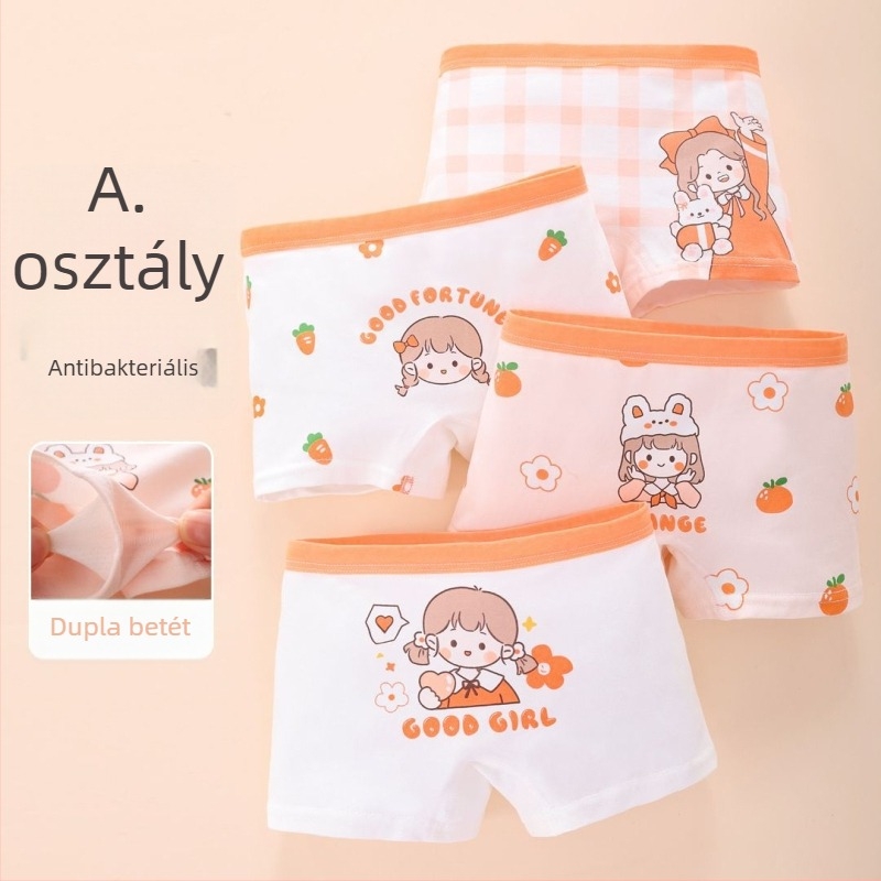 Lányoknak készült pamut boxeralsó, 100% pamut, 3–8 éveseknek