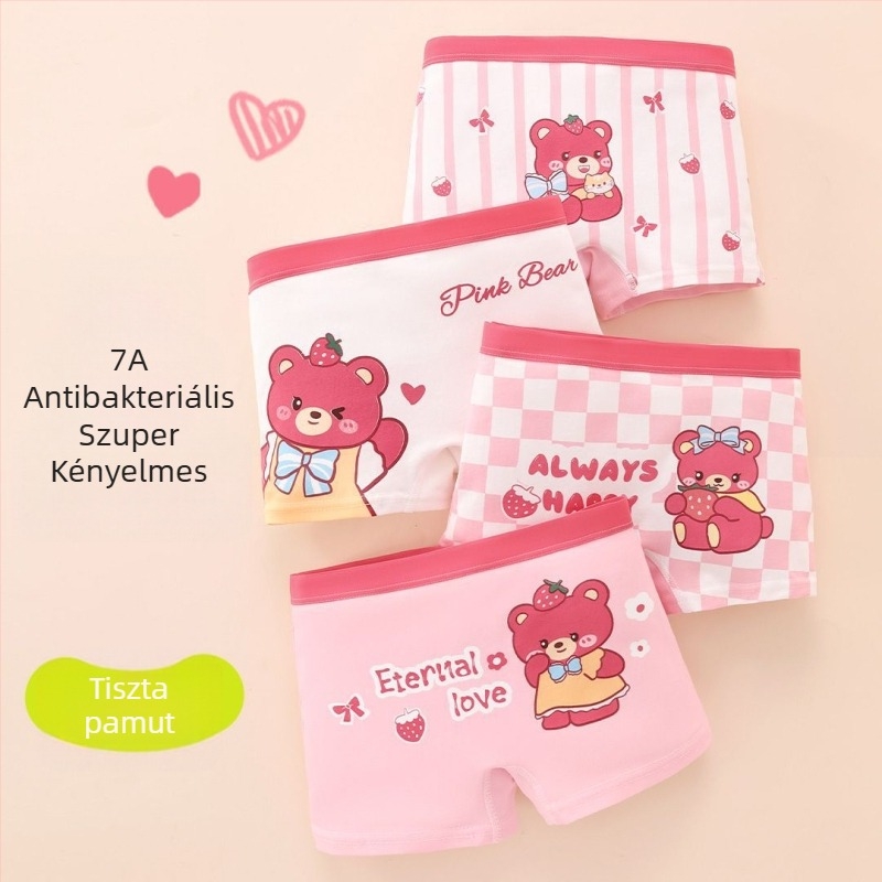 Lányoknak készült pamut boxeralsó, 100% pamut, 3–8 éveseknek