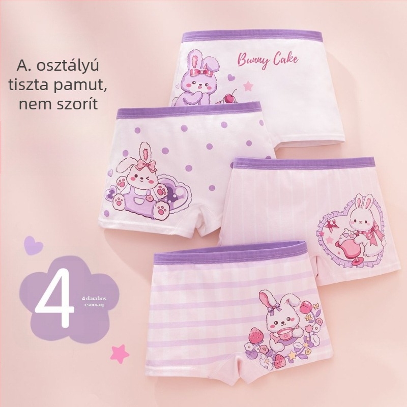 Lányoknak készült pamut boxeralsó, 100% pamut, 3–8 éveseknek