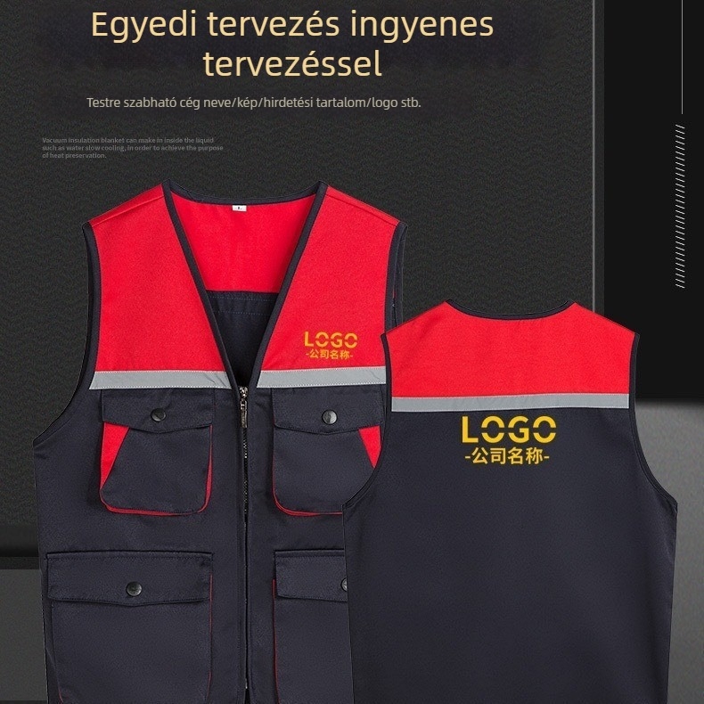Önkéntes mellény személyre szabott logóval – karcsú szabás, 100% poliészter, elöl cipzárral, színben egyező dizájn, négy évszakos viselet