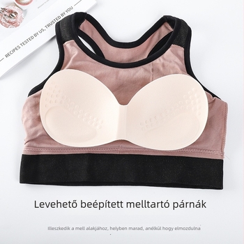 Betűk színblokkal készült futó sportmelltartó, nylon anyag, légáteresztő felső támogatás, szép hát, jóga és edzés