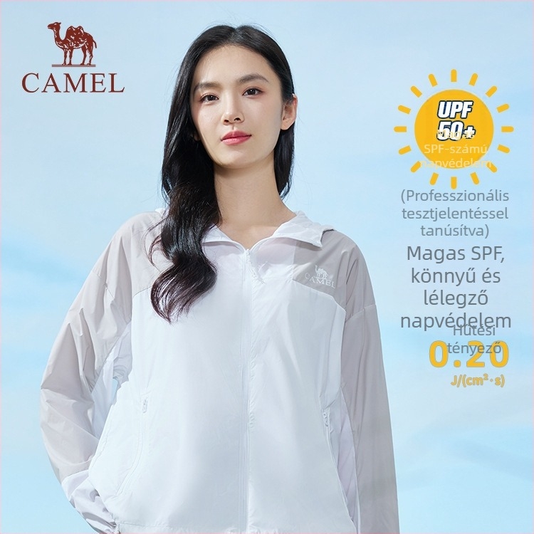 Camel Kültéri UV-védett széldzseki, könnyű és lélegző, kapucnis, uniszex